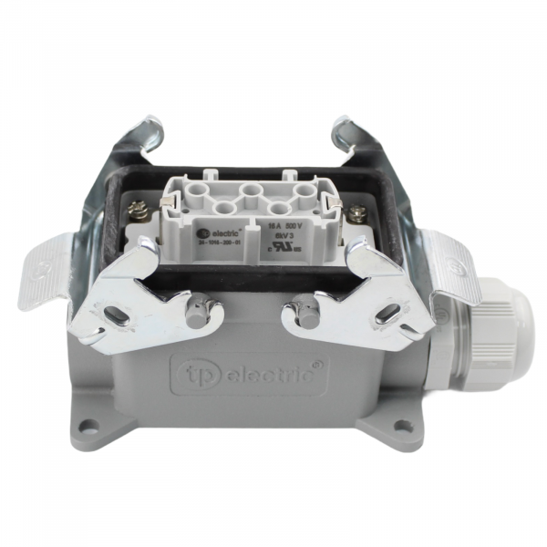 Industriesteckverbinder - Sockelgehäuse + Buchse 10 Polig 16A - Metall